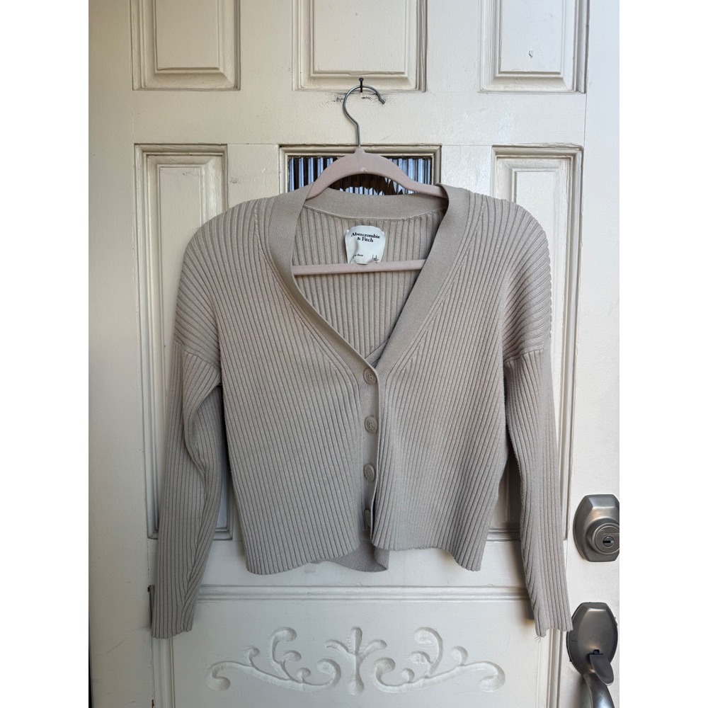 Abercrombie & Fitch Tan Ribbed Knit Cardigan and Camisole 2-Piece Set Size Large